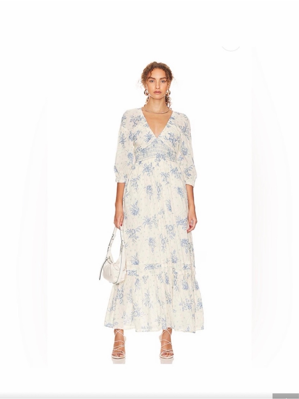 Free People Blue Floral V-Neck Maxi Dress -